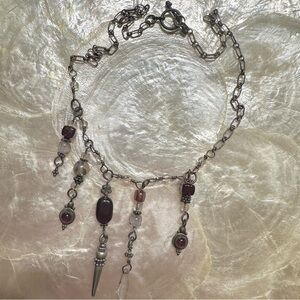 925 Sterling Silver glass and stone necklace